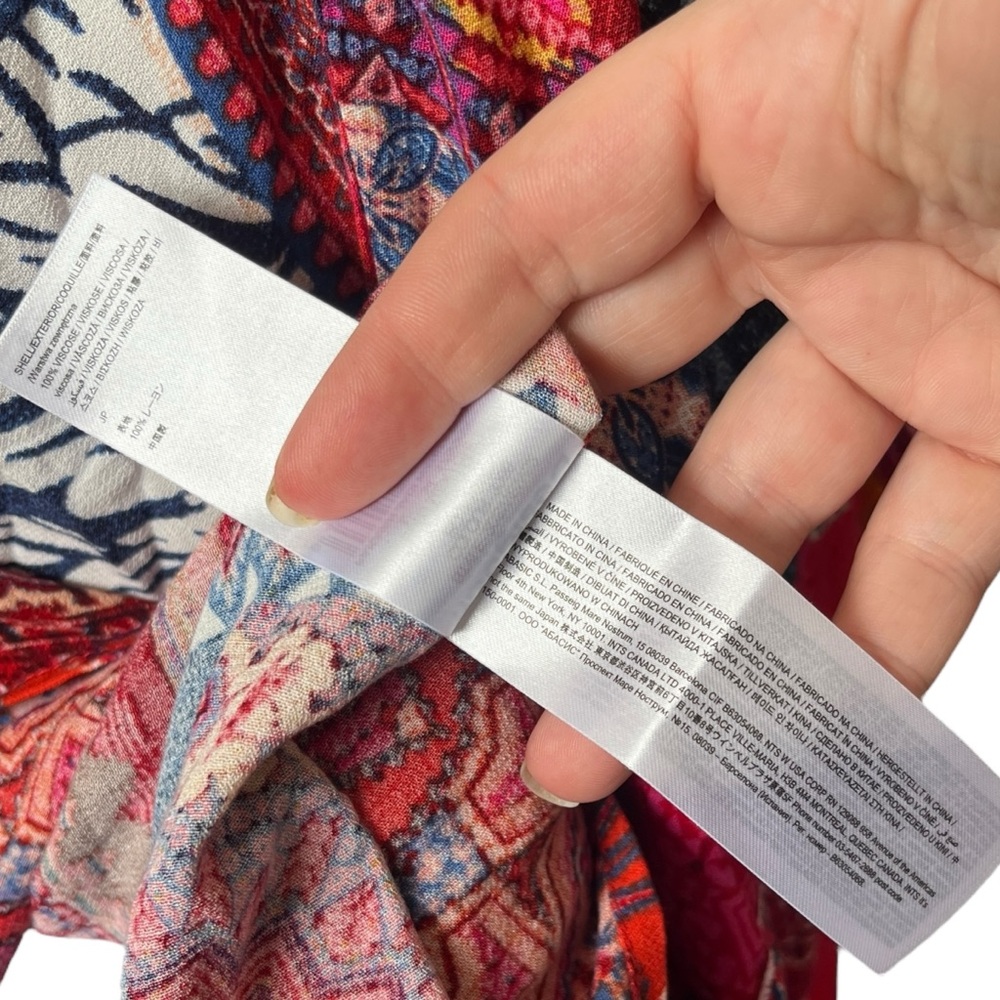 Desigual Oversized V Neck Top Patchwork Print Emb… - image 7